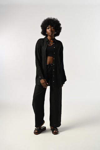 KADIN %100 KETEN TEK CEPLİ GÖMLEK