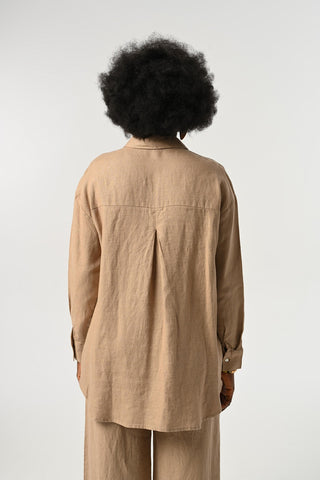 KADIN %100 KETEN TEK CEPLİ GÖMLEK