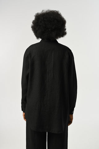 KADIN %100 KETEN DÜZ RENK OVERSİZE KESİM GÖMLEK