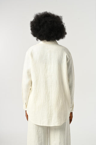 KADIN %100 KETEN DÜZ RENK OVERSİZE KESİM GÖMLEK