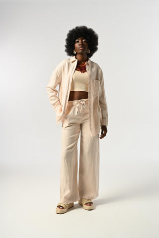 KADIN %100 KETEN TEK CEPLİ GÖMLEK