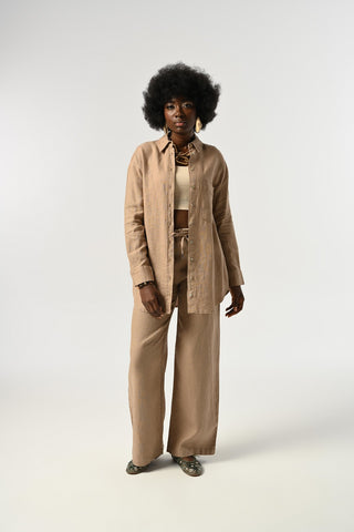 KADIN %100 KETEN TEK CEPLİ GÖMLEK