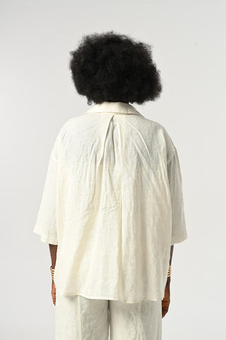 KADIN %100 KETEN TRUVAKAR KOLLU DÜZ RENK TEK CEPLİ GÖMLEK