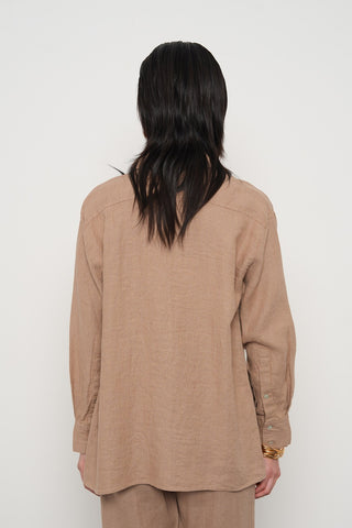 KADIN %100 KETEN YANLARI DÜĞME DETAYLI GÖMLEK