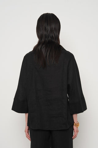 KADIN %100 KETEN V YAKA DÜZ RENK GÖMLEK