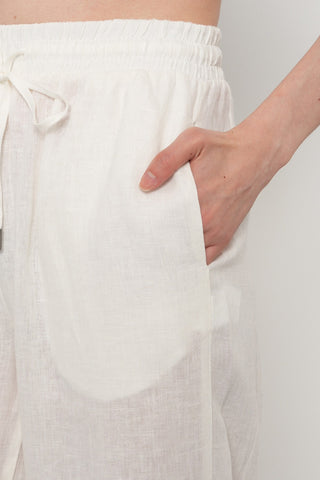 KADIN %100 KETEN BOL PAÇA DÜZ RENK PANTOLON