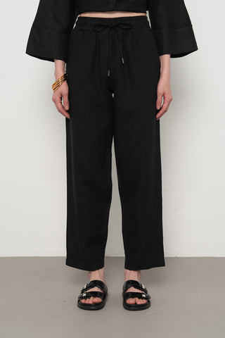 KADIN %100 KETEN RAHAT KALIP DÜZ RENK PANTOLON