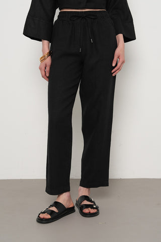 KADIN %100 KETEN RAHAT KALIP DÜZ RENK PANTOLON