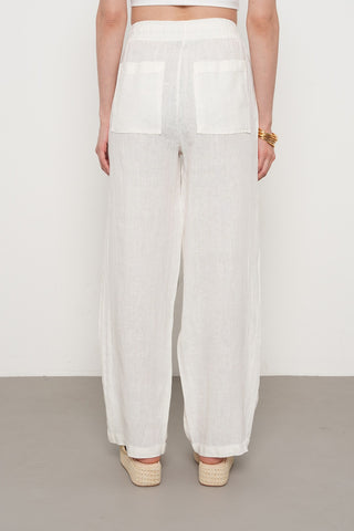 KADIN %100 KETEN CEP DETAYLI BOL PAÇA PANTOLON