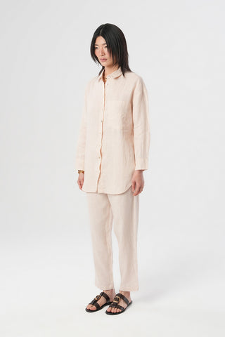 KADIN %100 İNCE KETEN DÜZ CEPLİ GÖMLEK