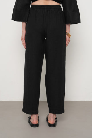 KADIN %100 KETEN RAHAT KALIP DÜZ RENK PANTOLON