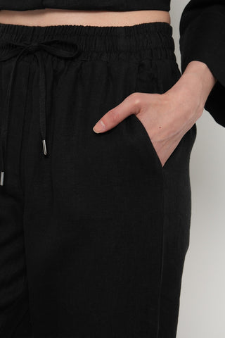 KADIN %100 KETEN RAHAT KALIP DÜZ RENK PANTOLON