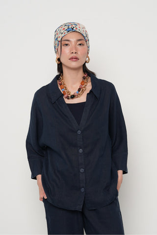 KADIN LACİ RENK V YAKA DÜĞMELİ GÖMLEK