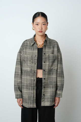 KADIN EKOSE DESENLİ ÇİFT CEPLİ GÖMLEK