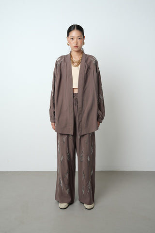 Kadın Arkası Ve Kolları Taş İşlemeli Oversize Kimono