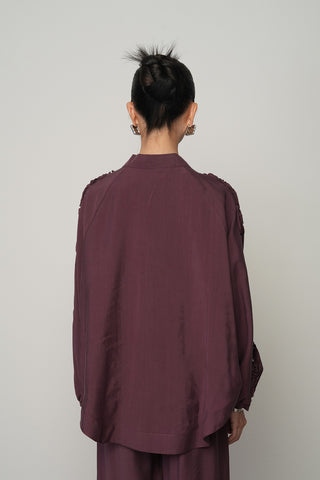 Kadın Şerit Gül ve Taş Detaylı Düz Oversize Kimono