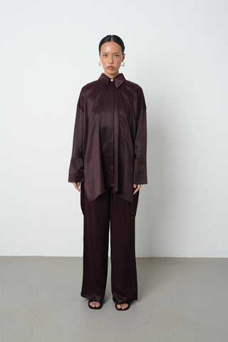 Kadın Düz Renk Oversize Uzun Tesettür Gömlek