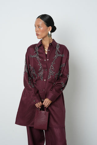 Kadın Boncuk İşlemeli Belden Büzgülü Çıtçıt Kapamalı Ceket