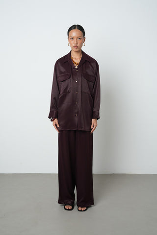 Kadın Düz Renk Çift Cepli Altın Düğme Detaylı Gömlek