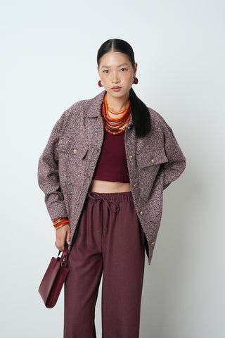 Kadın Çift Cepli Kırçıllı Altın Düğmeli Kışlık Ceket