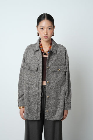 Kadın Çift Cepli Kırçıllı Altın Düğmeli Kışlık Ceket